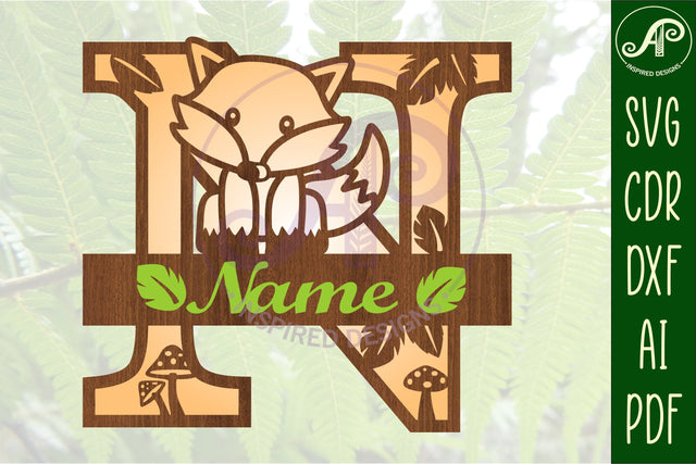 Fox Monogram Letter N SVG Cut File SVG APInspireddesigns 