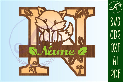 Fox Monogram Letter N SVG Cut File SVG APInspireddesigns 