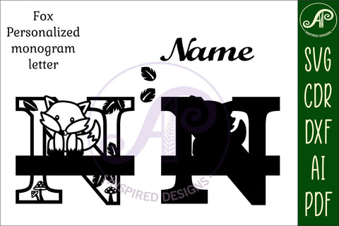 Fox Monogram Letter N SVG Cut File SVG APInspireddesigns 