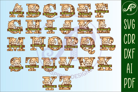 Fox monogram letter Name signs 3 layer design Bundle SVG APInspireddesigns 