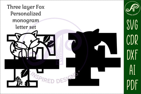 Fox monogram letter Name signs 3 layer design Bundle SVG APInspireddesigns 
