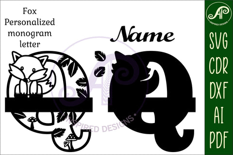 Fox Monogram Letter Q SVG Cut File SVG APInspireddesigns 
