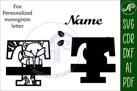 Fox Monogram Letter T SVG Cut File SVG APInspireddesigns 