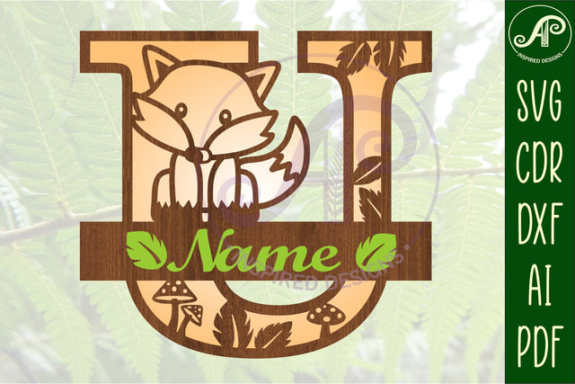 Fox Monogram Letter U SVG Cut File SVG APInspireddesigns 