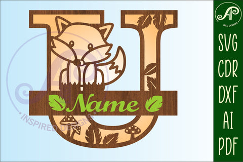 Fox Monogram Letter U SVG Cut File SVG APInspireddesigns 