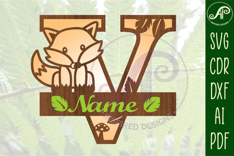 Fox Monogram Letter V SVG Cut File SVG APInspireddesigns 