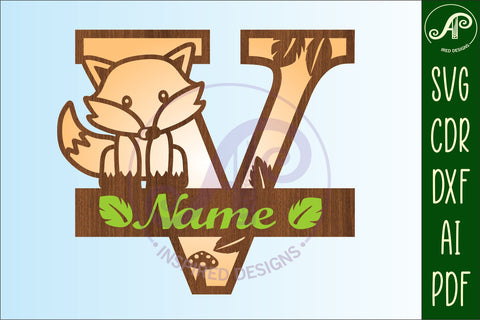 Fox Monogram Letter V SVG Cut File SVG APInspireddesigns 