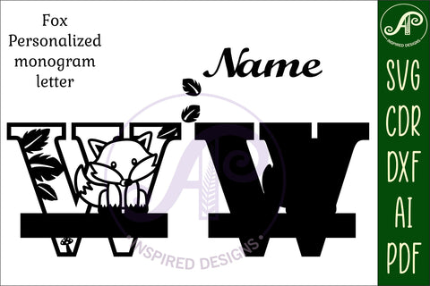 Fox Monogram Letter W SVG Cut File SVG APInspireddesigns 