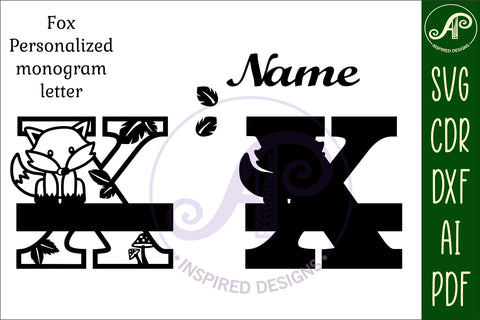 Fox Monogram Letter X SVG Cut File SVG APInspireddesigns 