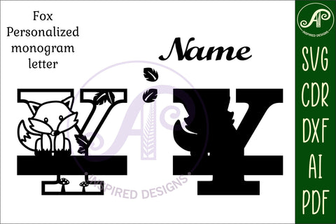 Fox Monogram Letter Y SVG Cut File SVG APInspireddesigns 