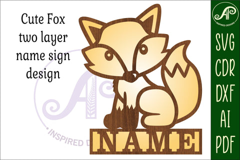 Fox name sign svg laser cut template SVG APInspireddesigns 