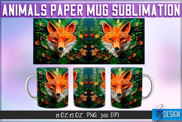 Fox Paper Mug Sublimation Sublimation Fly Design 