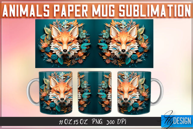 Fox Paper Mug Sublimation SVG Fly Design 