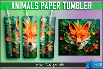 Fox Paper Tumblers Wrap 20 oz. Sublimation Fly Design 
