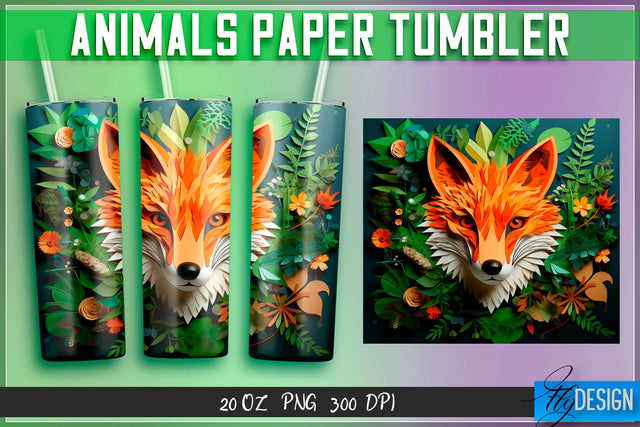 Fox Paper Tumblers Wrap 20 oz. Sublimation Fly Design 