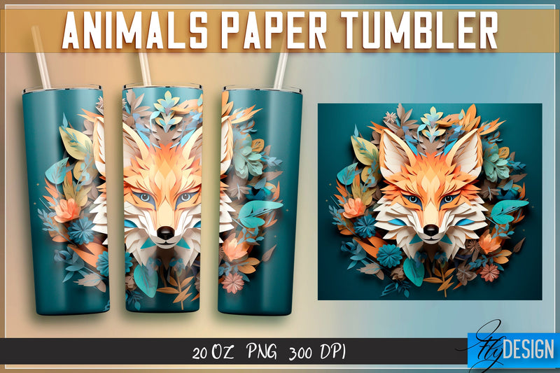 Fox Paper Tumblers Wrap 20 oz. Sublimation Fly Design 