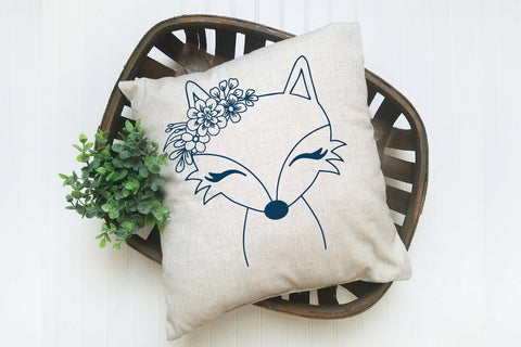 Fox SVG File - Fox with Flowers SVG Cut File SVG Old Market 
