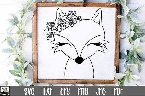 Fox SVG File - Fox with Flowers SVG Cut File SVG Old Market 