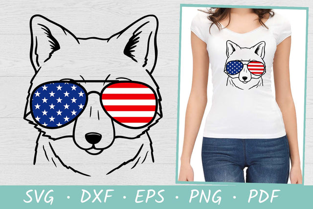 Fox SVG | Fox with glasses USA print| 4th of July SVG SVG Irina Ostapenko 