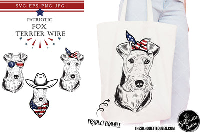 Fox Terrier Wire Dog Patriotic Cut files and Sublimation SVG Loveleen Kaur 