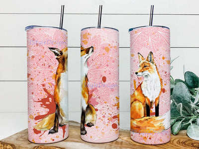 Fox Tumbler Fox Hippie Tumbler Template Design, Sublimation Instant Digital Download, 20 oz Skinny Tumbler Sublimation iStyleDesign 