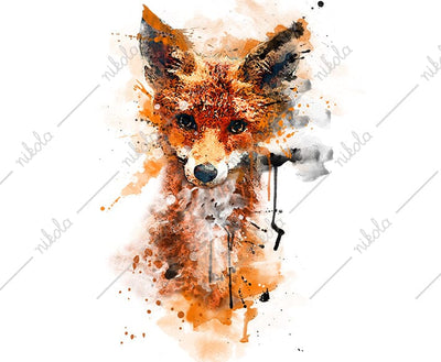Fox Watercolor Sublimation Clipart PNG Sublimation nikola 