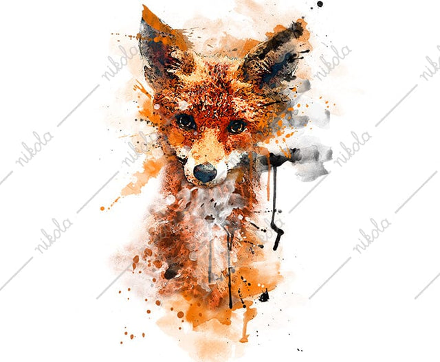 Fox Watercolor Sublimation Clipart PNG Sublimation nikola 