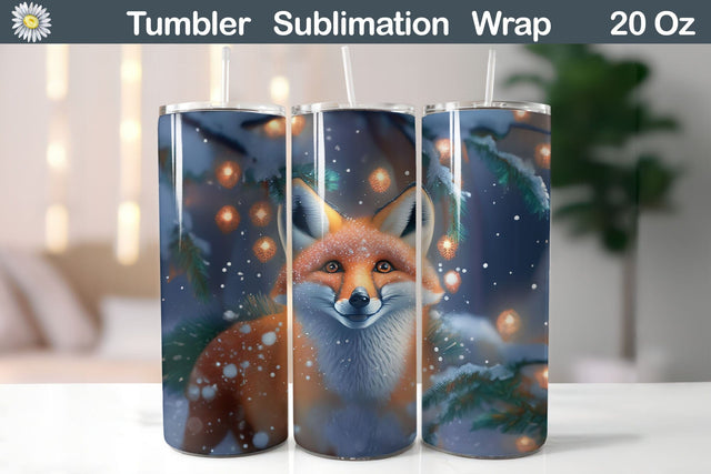 Fox Winter Tumbler Sublimation | Winter Animal Tumbler Wrap Sublimation WatercolorColorDream 