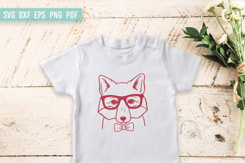 Fox with Bowtie and Glasses SVG | Hand Drawn Fox SVG Irina Ostapenko 