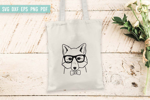 Fox with Bowtie and Glasses SVG | Hand Drawn Fox SVG Irina Ostapenko 