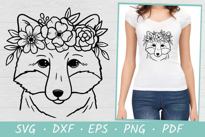 Fox with flower crown SVG | Fox SVG | Fox Face SVG SVG Irina Ostapenko 