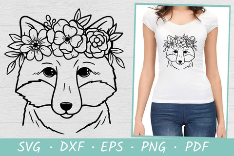 Fox with flower crown SVG | Fox SVG | Fox Face SVG SVG Irina Ostapenko 