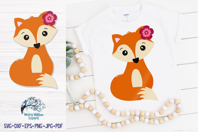 Fox with Flower SVG SVG Wispy Willow Designs 