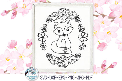 Fox with Flowers SVG SVG Wispy Willow Designs 