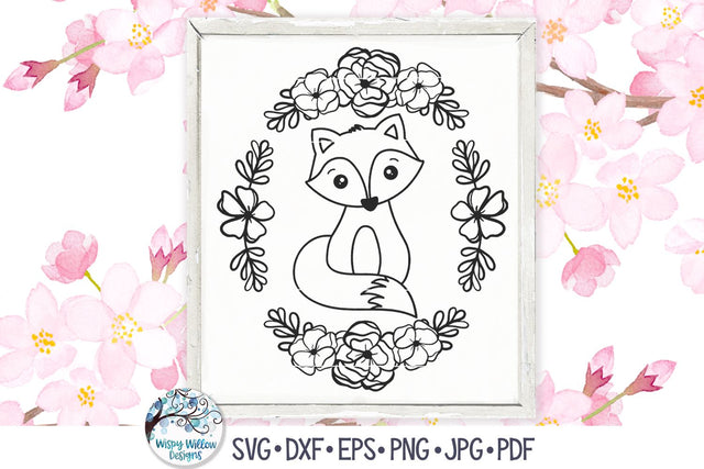 Fox with Flowers SVG SVG Wispy Willow Designs 