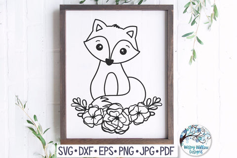 Fox with Flowers SVG SVG Wispy Willow Designs 