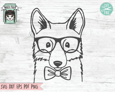 Fox With Glasses And Bowtie SVG Cut File SVG Wild Pilot 