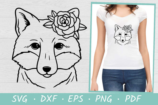 Fox with rose SVG | Floral Fox SVG | Fox Face SVG SVG Irina Ostapenko 