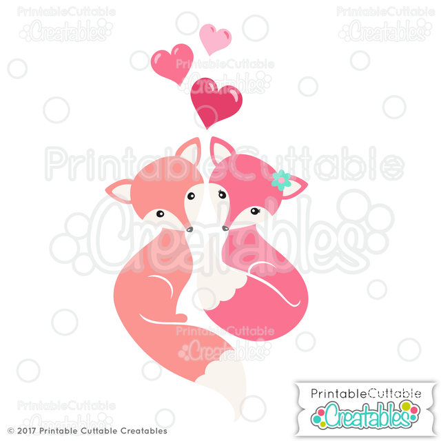 Foxes in Love SVG Printable Cuttable Creatables 