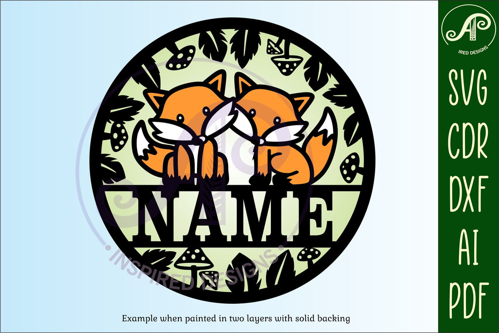 Foxes Name sign svg laser cut template, wall art - So Fontsy