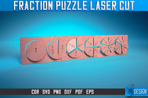 Fraction Puzzle Laser Cut SVG | Puzzle Game Laser Cut SVG Design | CNC Files SVG Fly Design 