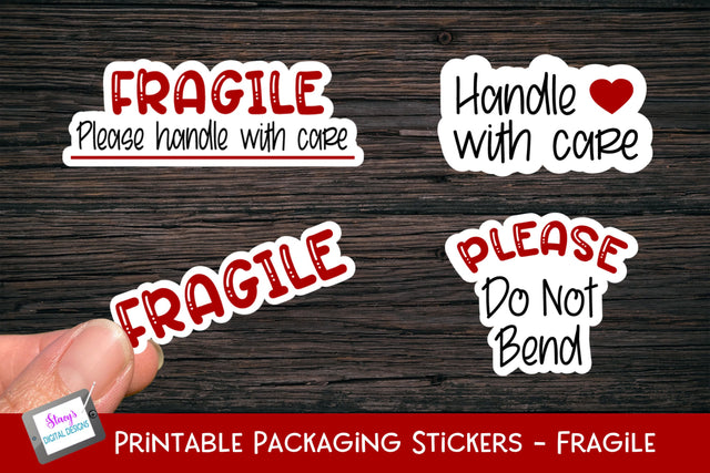Fragile Stickers - 4 Small Business Printable Stickers SVG Stacy's Digital Designs 
