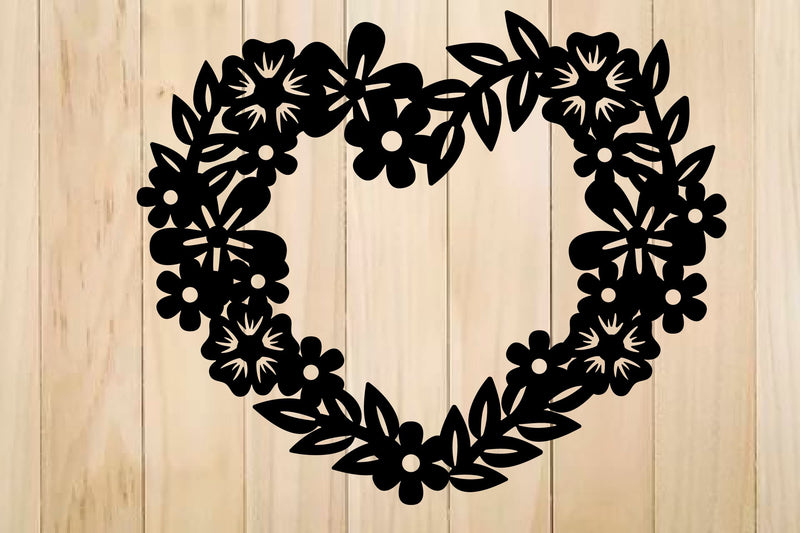 Frame Cutting Templates, Flower Wreath, Floral Heart SVG - So Fontsy