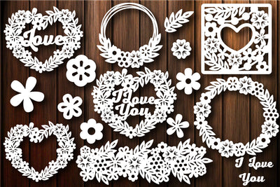 Frame Cutting Templates, Flower Wreath, Floral Heart SVG SVG Yuliya 