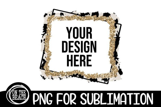 FRAME - Gold - Cowhide - Glitter - Cow Print - Sublimation Sublimation On the Beach Boutique 