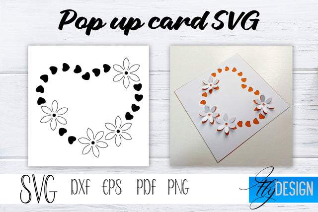 Frame Heart Pop Up Card SVG, Pop-Up Greeting Card, Cricut Pop Up Card, Love Svg, Lace Heart 3D Card, Heart Card SVG, Frame Heart SVG Card. SVG Fly Design 
