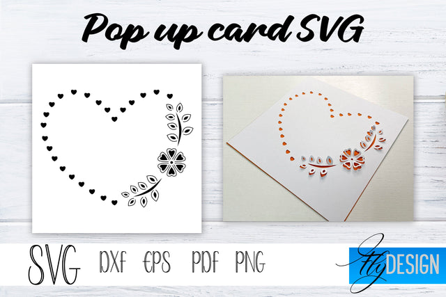 Frame Heart Pop Up Card SVG, Pop-Up Greeting Card, Cricut Pop Up Card, Love Svg, Lace Heart 3D Card, Heart Card SVG, Frame Heart SVG Card. SVG Fly Design 
