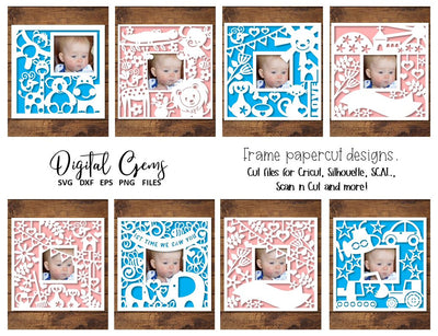 Frame paper cut design bundle. SVG Digital Gems