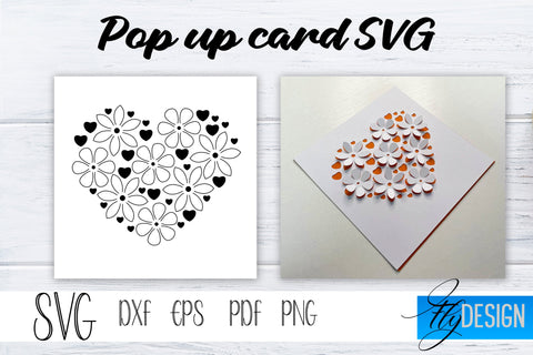 Frame Pop Up Card SVG, Pop-Up Greeting Card, Cricut Pop Up Card, Pop Up Card Circle SVG, Square Svg, 3D Card, Heart SVG Card Bundle SVG Fly Design 