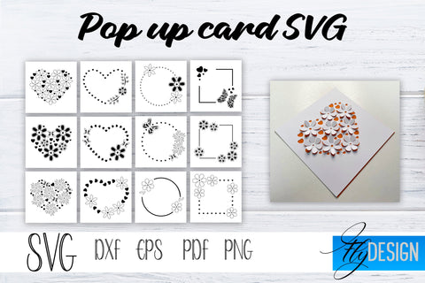 Frame Pop Up Card SVG, Pop-Up Greeting Card, Cricut Pop Up Card, Pop Up Card Circle SVG, Square Svg, 3D Card, Heart SVG Card Bundle SVG Fly Design 
